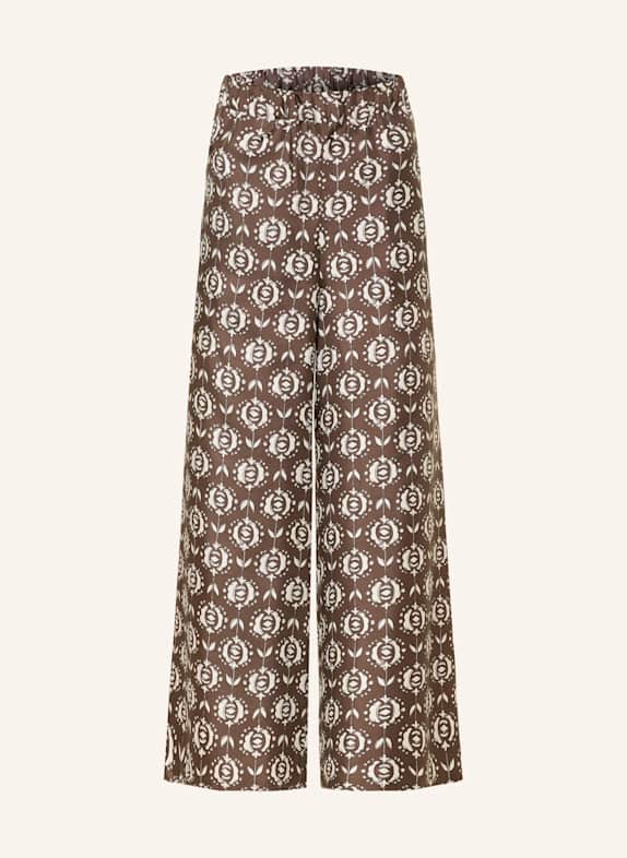 WEEKEND Max Mara Marlenehose TORTONA aus Seide BRAUN/ WEISS