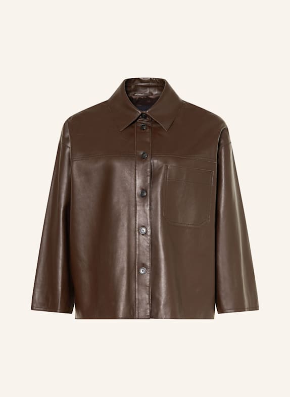 WEEKEND Max Mara Overjacket ze skóry STECCA CIEMNOBRĄZOWY