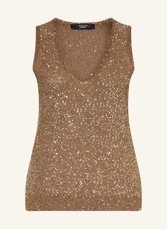 WEEKEND Max Mara Stricktop ACAICI mit Pailletten BEIGE