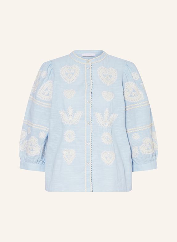 Rich & Royal Shirt blouse with 3/4 sleeves LIGHT BLUE/ ECRU