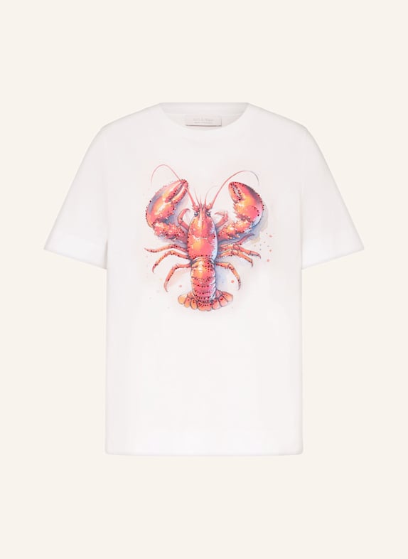 Rich & Royal T-shirt z obszyciem ozdobnymi kamykami BIAŁY