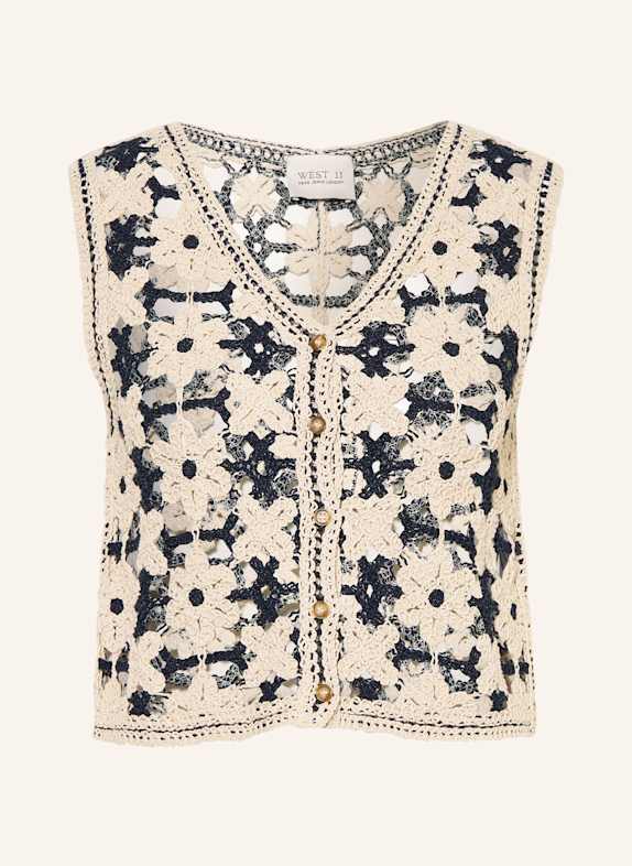 Pepe Jeans Crocheted vest OLIVIA CREAM/ DARK BLUE