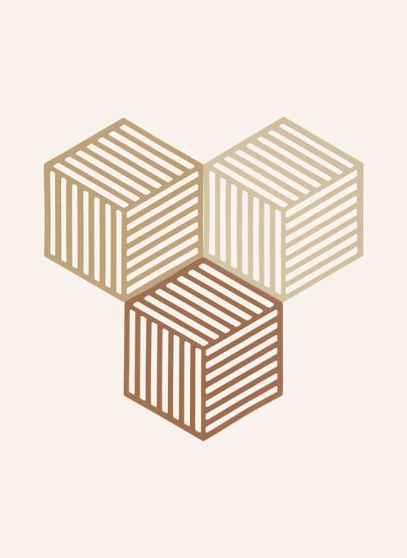 ZONE DENMARK 3er-Set Untersetzer HEXAGON BEIGE/ HELLBRAUN/ BRAUN