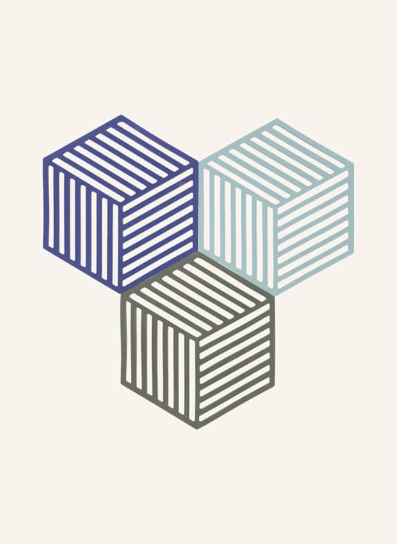 ZONE DENMARK 3er-Set Untersetzer HEXAGON DUNKELBLAU/ HELLBLAU/ OLIV