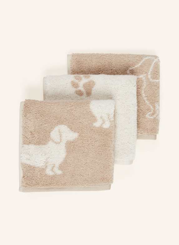 Cawö 3er-Set Seiftücher BEIGE/ CREME