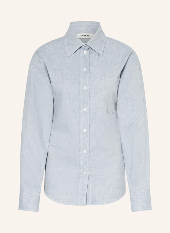 SANDRO Hemdbluse in Jeansoptik mit Leinen BLAUGRAU