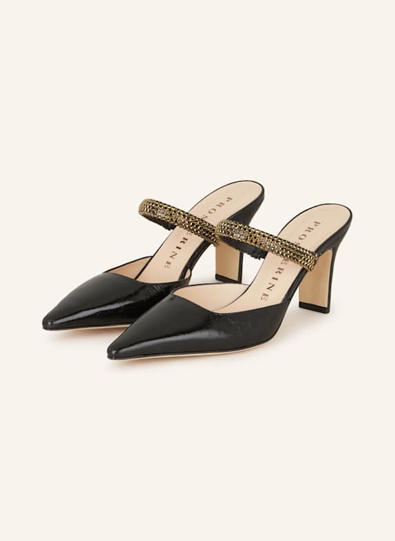 PROSPERINE Lack-Mules mit Schmucksteinen SCHWARZ