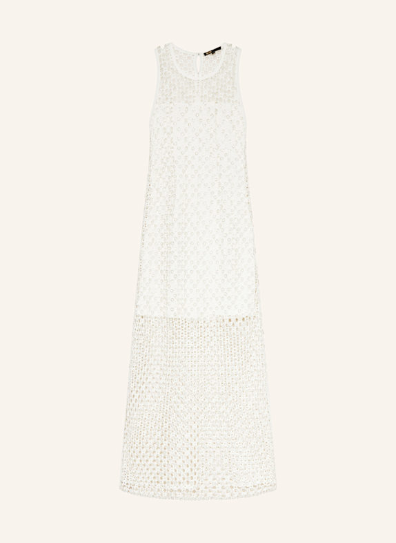maje Strickkleid mit Schmuckperlen WEISS/ SILBER