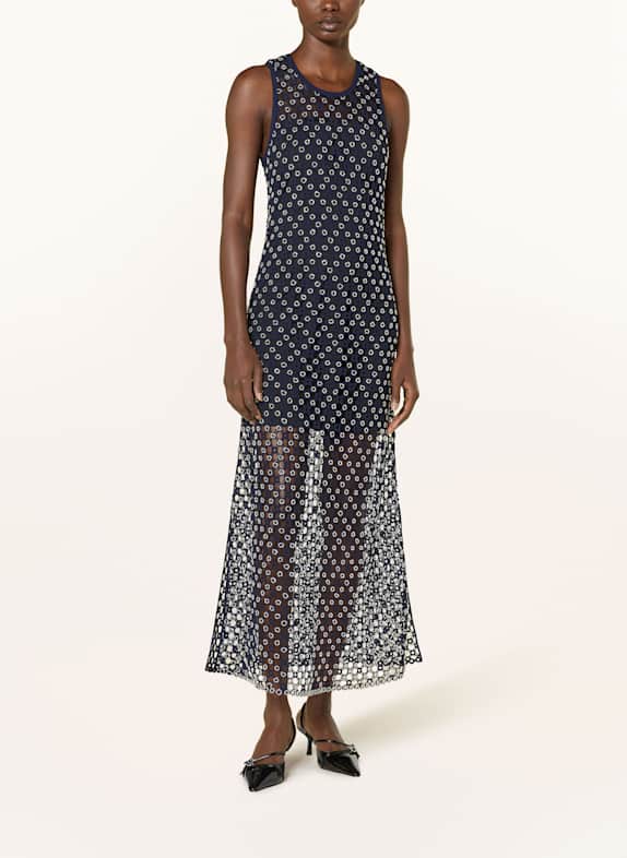 maje Strickkleid mit Schmuckperlen DUNKELBLAU/ SILBER