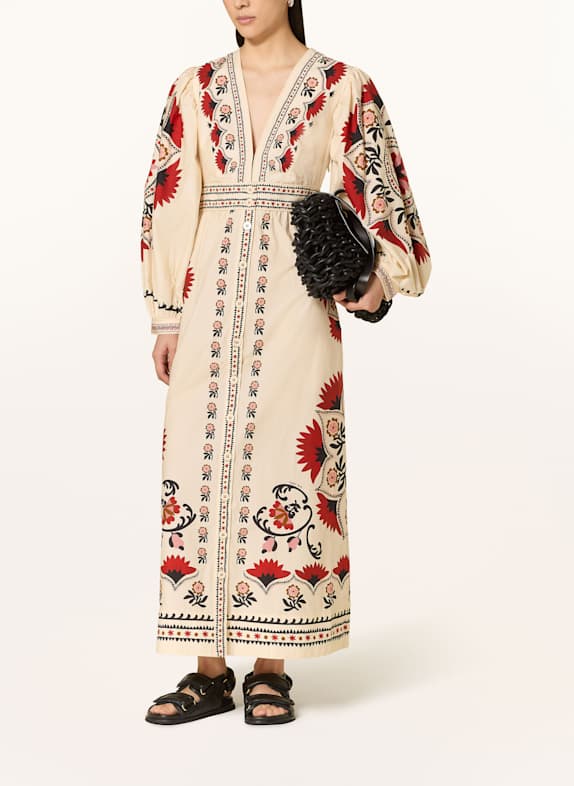 FARM RIO Kleid CREME/ ROT/ SCHWARZ