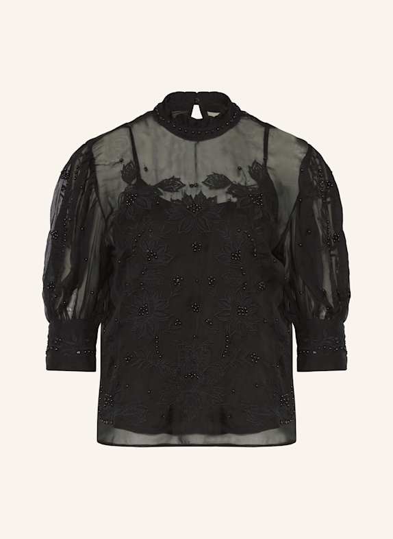 FARM RIO Blusenshirt mit Schmuckperlen SCHWARZ