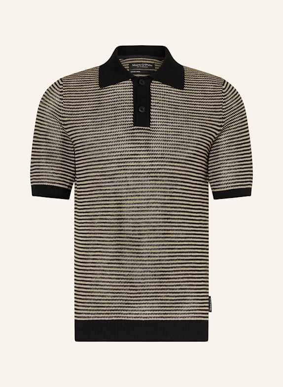 Marc O'Polo Strick-Poloshirt Regular Fit SCHWARZ/ BEIGE