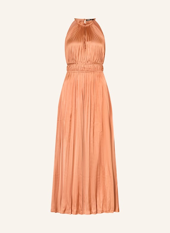 maje Plisseekleid aus Satin DUNKELORANGE