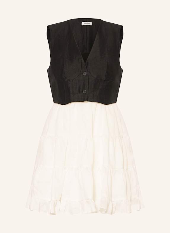 SANDRO Kleid SCHWARZ/ ECRU