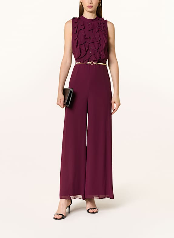 Phase Eight NALANI jumpsuit with flounces DARK RED