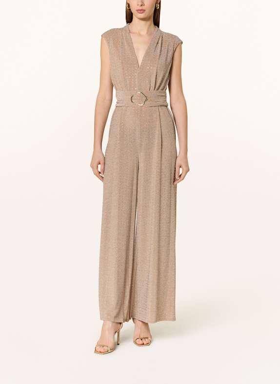 Phase Eight Jumpsuit BREA with decorative gems and glitter thread LIGHT BROWN
