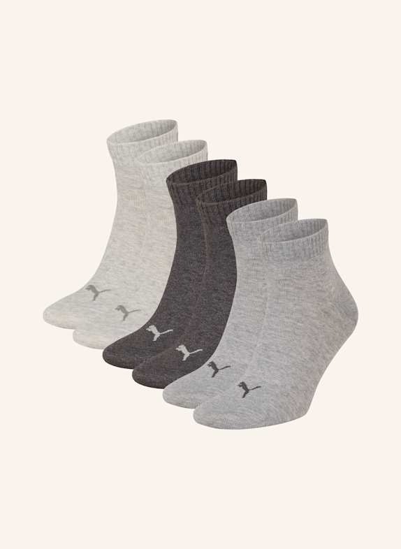 PUMA 6er-Pack Socken QUARTER PLAIN GRAU/ SCHWARZ/ HELLGRAU