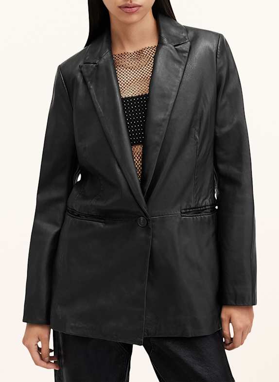 ALLSAINTS Leren blazer DERI ZWART