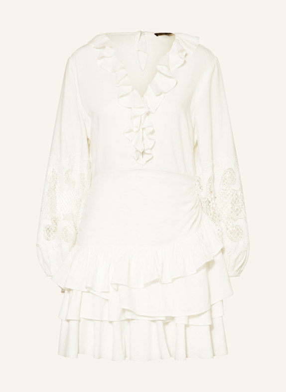maje Kleid mit Volants und Lochspitze ECRU