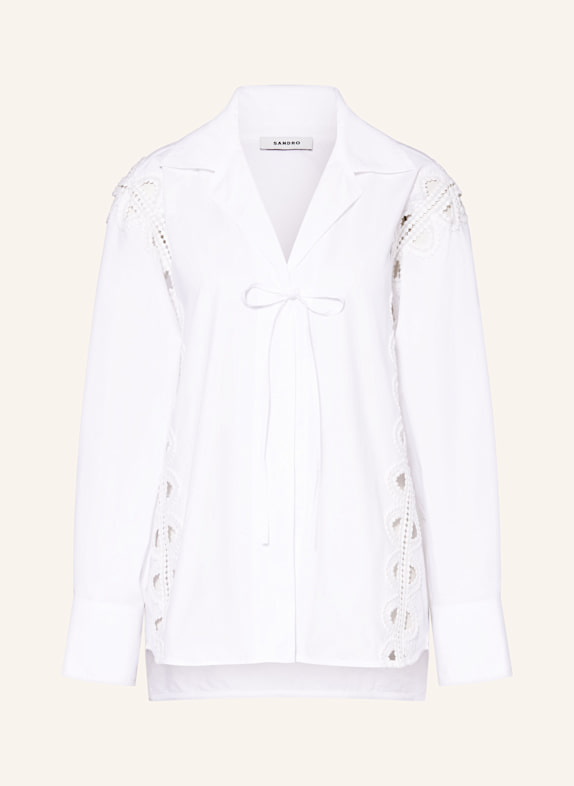SANDRO Bluse mit Lochspitze WEISS