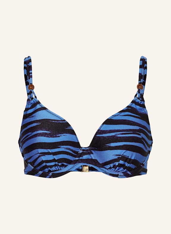 MARIE JO Bügel-Bikini-Top MARVA mit Schmuckperlen BLAU/ DUNKELBLAU