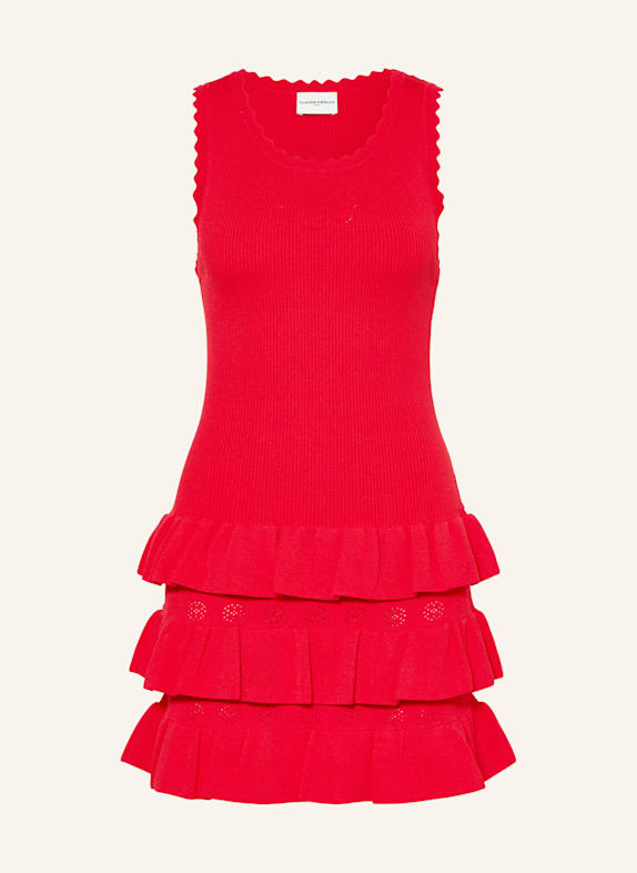 CLAUDIE PIERLOT Strickkleid mit Rüschen ROT