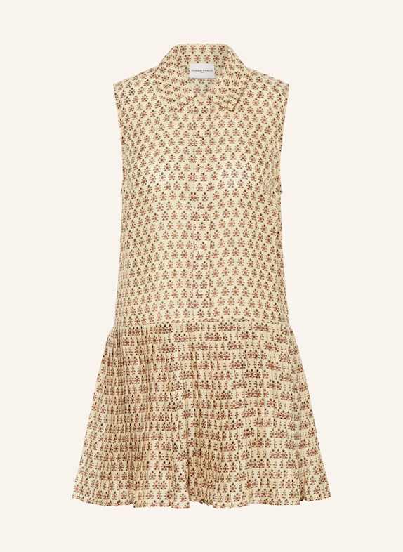 CLAUDIE PIERLOT Kleid mit Plisses CREME/ DUNKELROT/ GRÜN