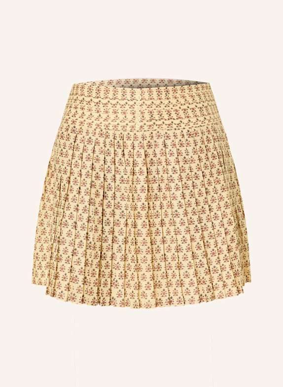 CLAUDIE PIERLOT Plisseerock CREME/ GRÜN/ DUNKELROT
