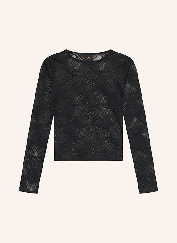 OW Collection Longsleeve LARISSA aus Mesh SCHWARZ