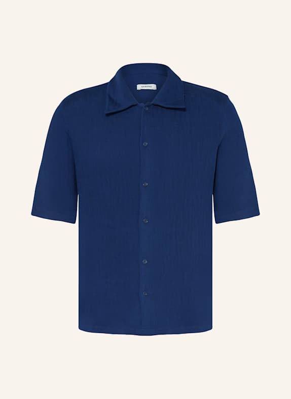 SANDRO Kurzarm-Hemd Slim Fit mit Plissees DUNKELBLAU