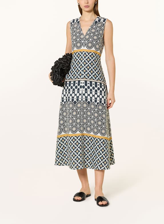 Marc O'Polo Leinenkleid WEISS/ DUNKELBLAU/ DUNKELGELB