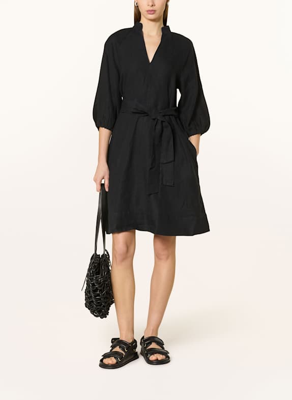 Marc O'Polo Leinenkleid mit 3/4-Arm SCHWARZ