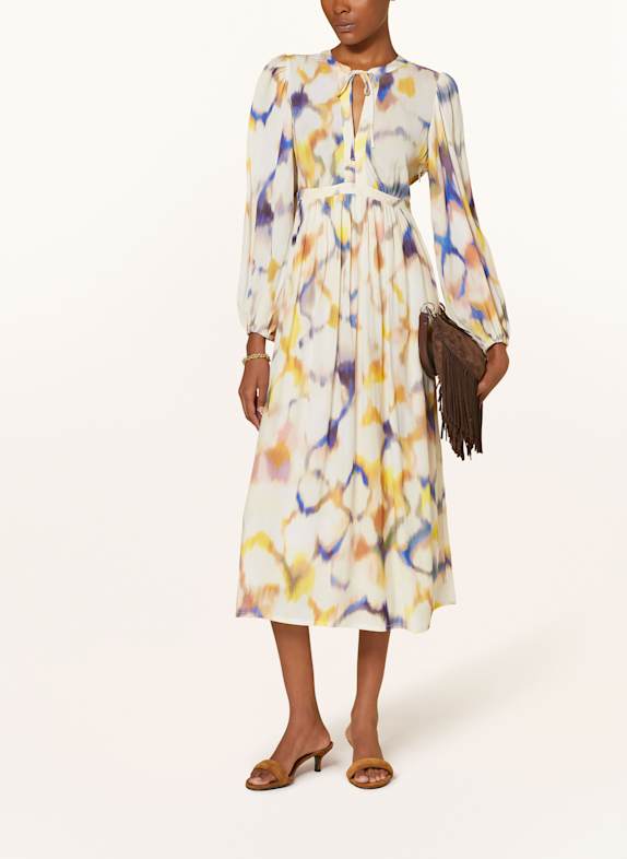 ba&sh Musselinkleid FLORIA DUNKELBLAU / GELB / ECRU