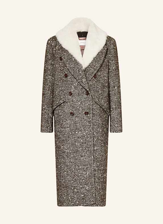 DOROTHEE SCHUMACHER Płaszcz COZY ATTRACTION z odpinanym kołnierzem BIAŁY / BRĄZOWY / SZARY