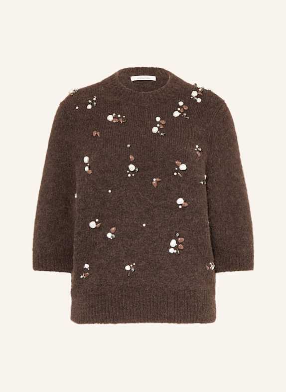 DOROTHEE SCHUMACHER Pullover LOVING TOUCH mit Schmucksteinen DUNKELBRAUN