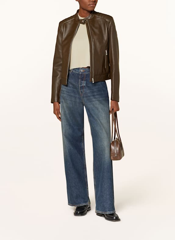 BELSTAFF Kurtka skórzana MOLLISON OLIWKOWY