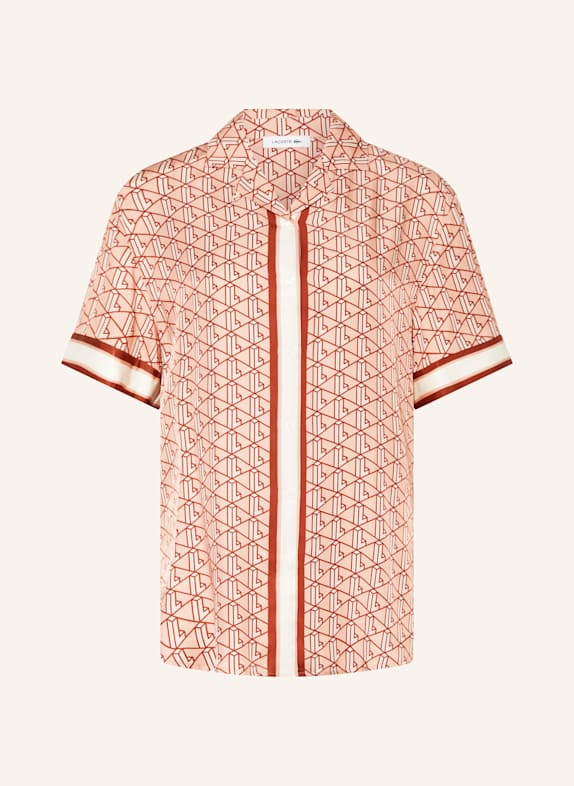 LACOSTE Satinbluse ROSA/ DUNKELROT/ CREME