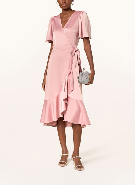 Y.A.S. Wickelkleid aus Satin ROSÉ