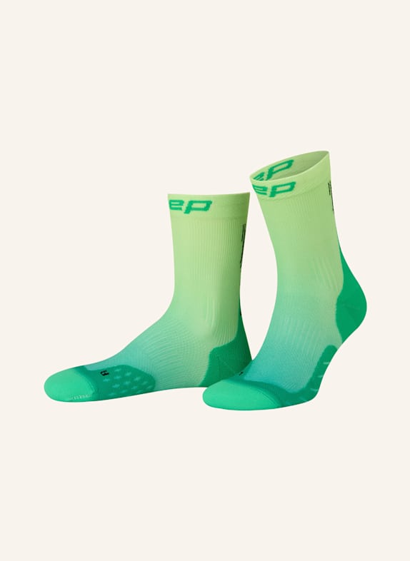 cep Skarpety do biegania CORE RUN EDT. GRADIENT MID CUT 932 green/lime fade