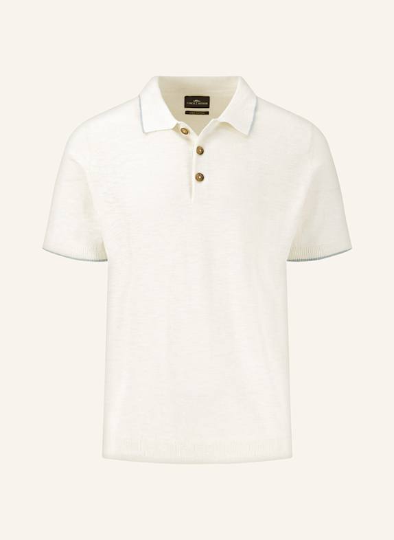 FYNCH-HATTON Strick-Poloshirt WEISS/ HELLBLAU