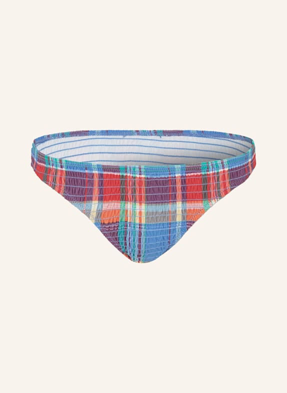 POLO RALPH LAUREN Dół od bikini basic SMOCKED MADRAS NIEBIESKI/ CZERWONY/ ŻÓŁTY