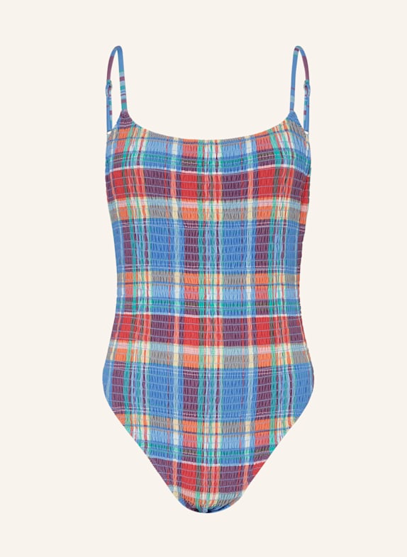 POLO RALPH LAUREN Badeanzug SMOCKED MADRAS BLAU/ ROT/ GELB