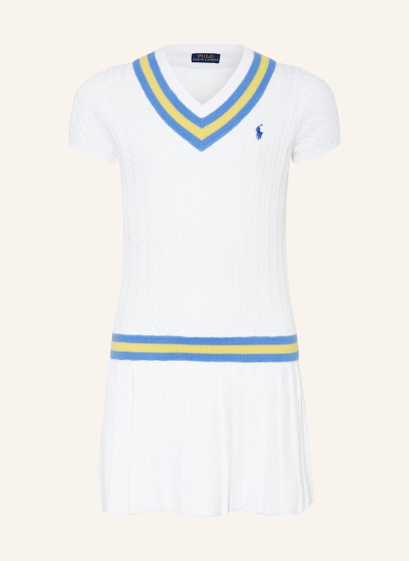 POLO RALPH LAUREN Strickkleid WEISS/ BLAU/ GELB