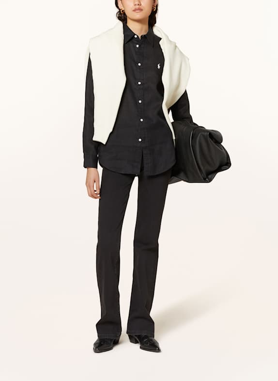 POLO RALPH LAUREN Linnen overhemdblouse ZWART