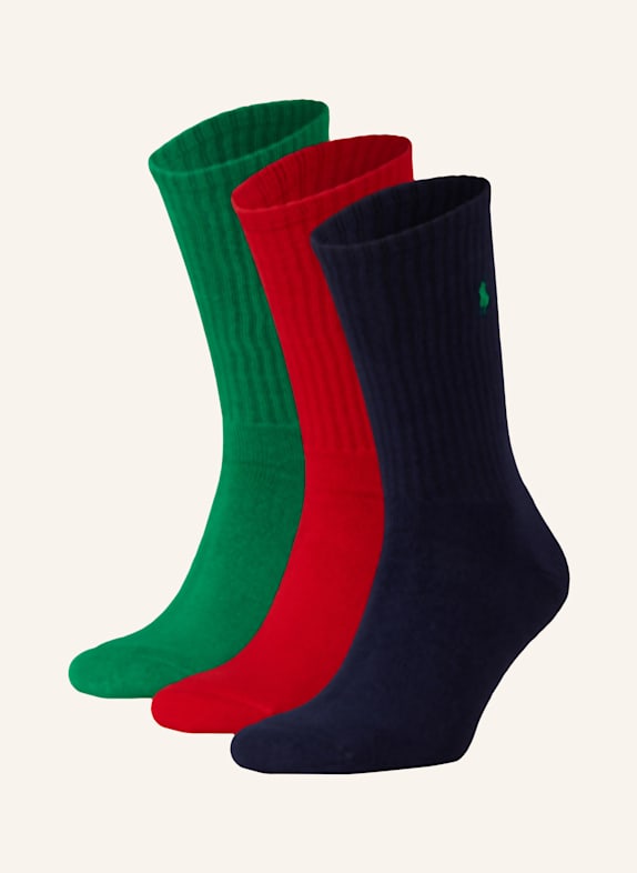 POLO RALPH LAUREN 3-pack socks 004 GREEN/RED/NAVY