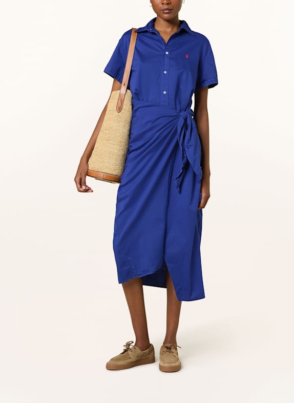 POLO RALPH LAUREN Hemdblusenkleid in Wickeloptik DUNKELBLAU