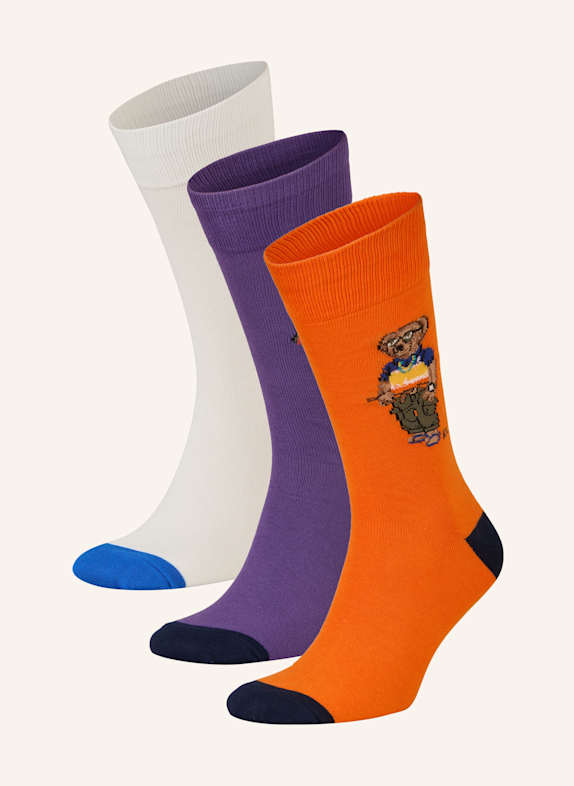 POLO RALPH LAUREN Skarpety, 3 pary, z pudełkiem prezentowym 001 WHITE/ PURPLE/ ORANGE
