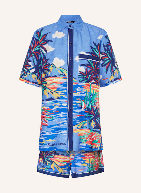 POLO RALPH LAUREN Set SCENIC: Hemdbluse und Shorts BLAU/ GELB/ HELLROT
