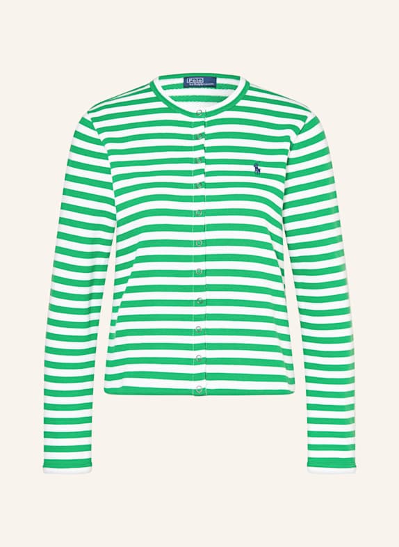 POLO RALPH LAUREN Strickjacke GRÜN/ WEISS