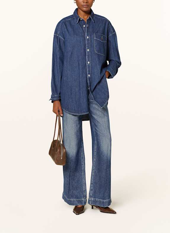 POLO RALPH LAUREN Oversized overhemdblouse in jeanslook DONKERBLAUW